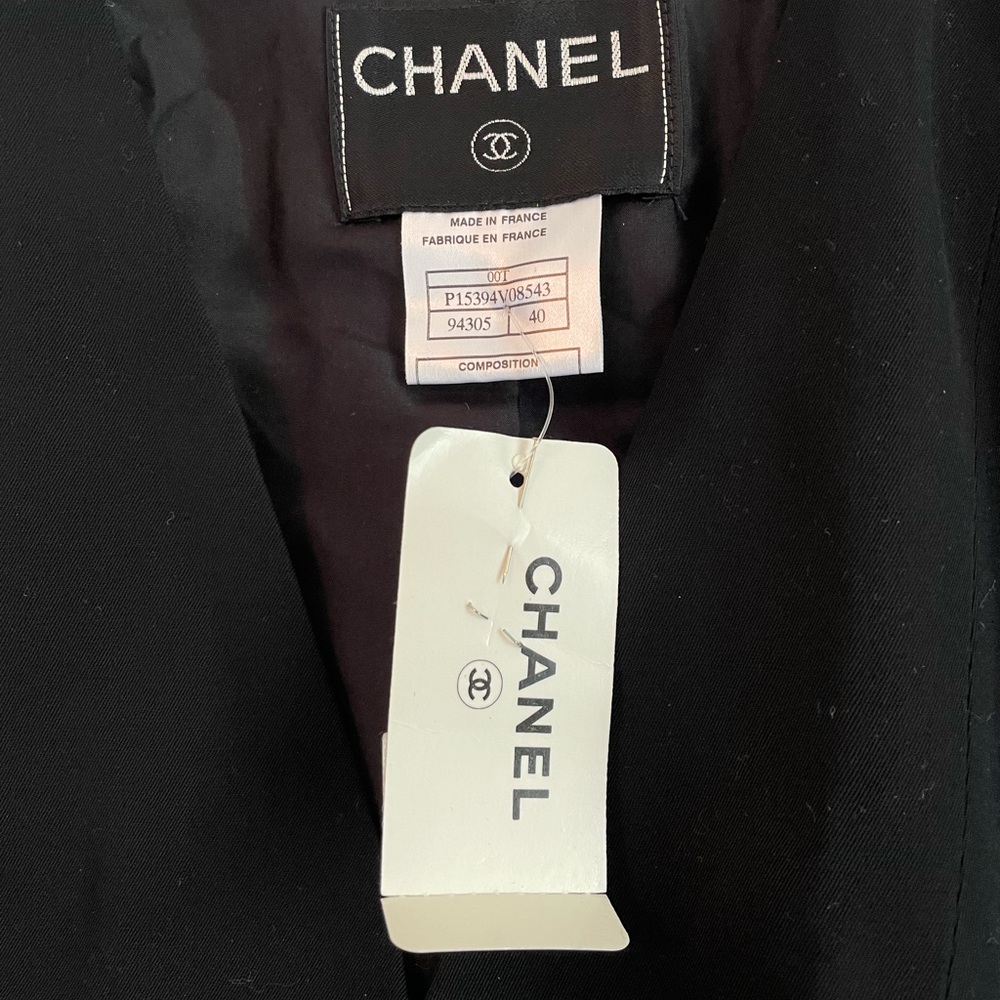 CHANEL Black Cropped Collarless Blazer Jacket NWT - Picture 4 of 4